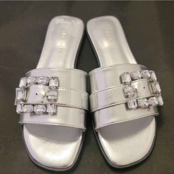 BRAND NEW NINE WEST SLIDE JEWEL MATTER DESIGN SANDAL R3 - Picture 3 of 16